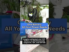 एक 3.2V बैटरी 5V/12V/24V डीसी और 110V/220V एसी को संचालित करती है। निर्मित 300W इन्वर्टर सभी उपकरणों को संभालता है